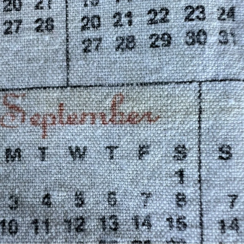 Vintage 1984 Linen Tea Towel Calendar Help With The Dishes